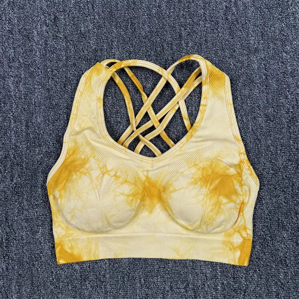 Women High Waist Yoga Set 1Pcs Yellow Bra S