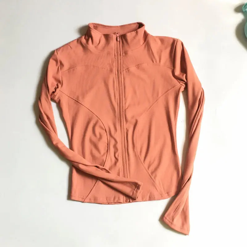 Women Long Sleeve Zip Sports Jacket Orange