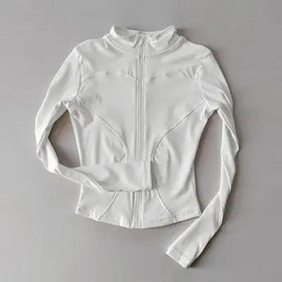 Women Long Sleeve Zip Sports Jacket White