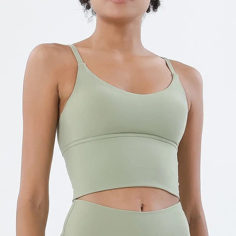 Women Nylon Sports Bra Avocado Green