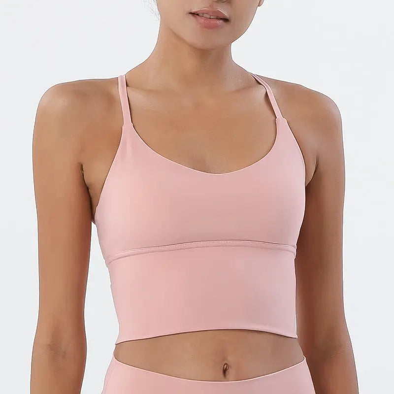 Women Nylon Sports Bra Peach Orange