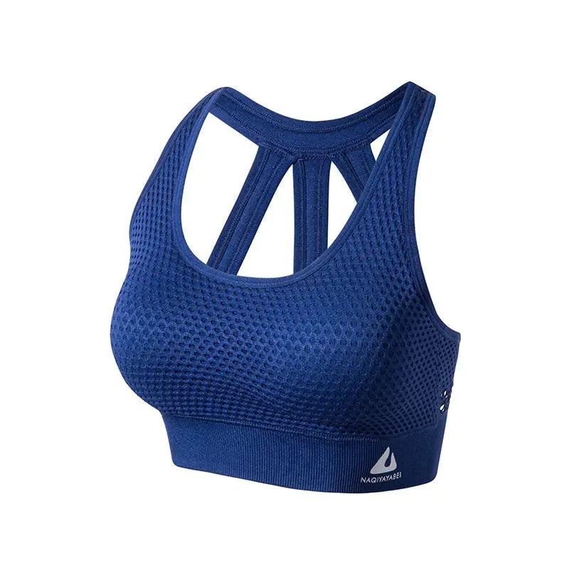 Women Rose Red Sport Bra Navy Blue 11