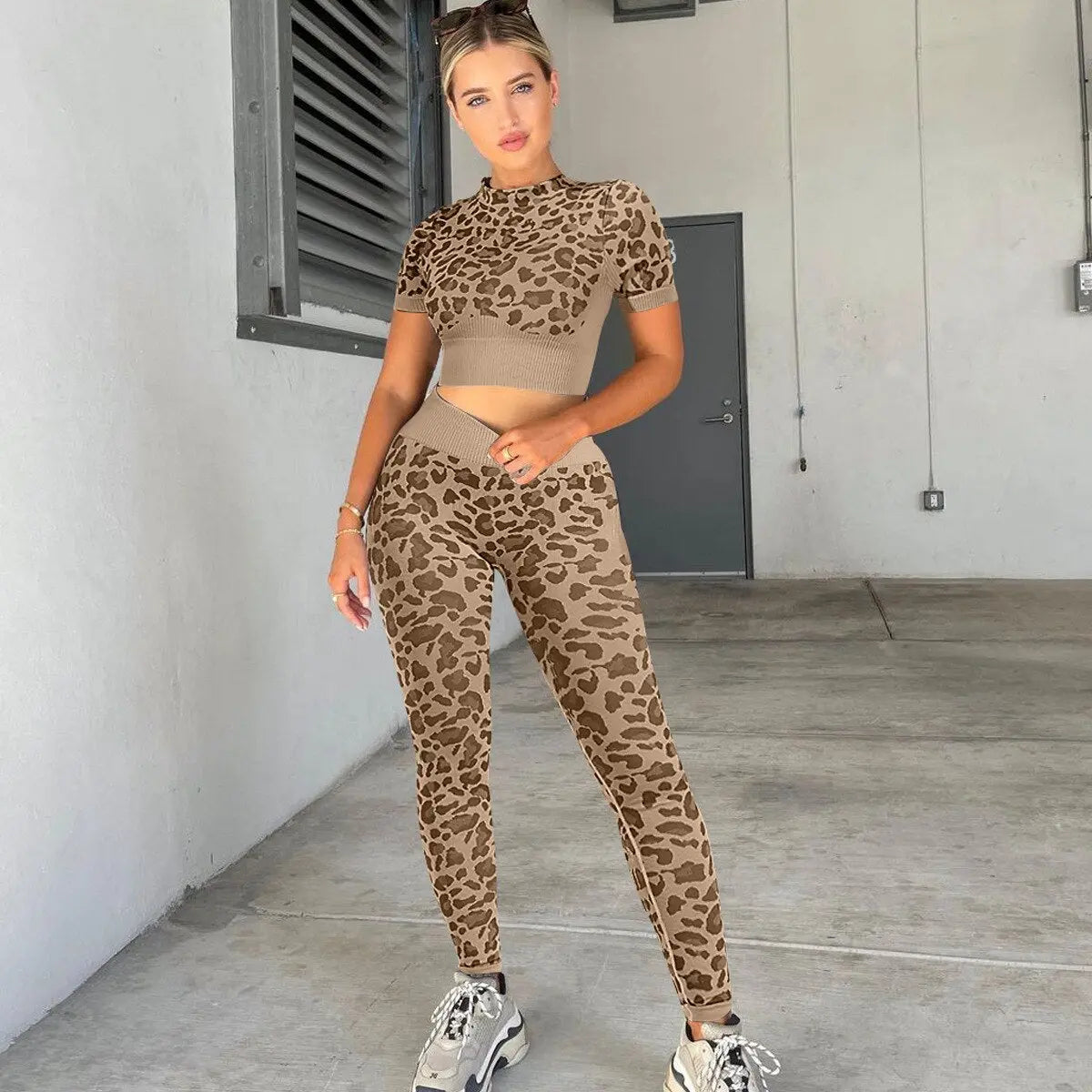 Women Seamless Leopard Yoga Sets
