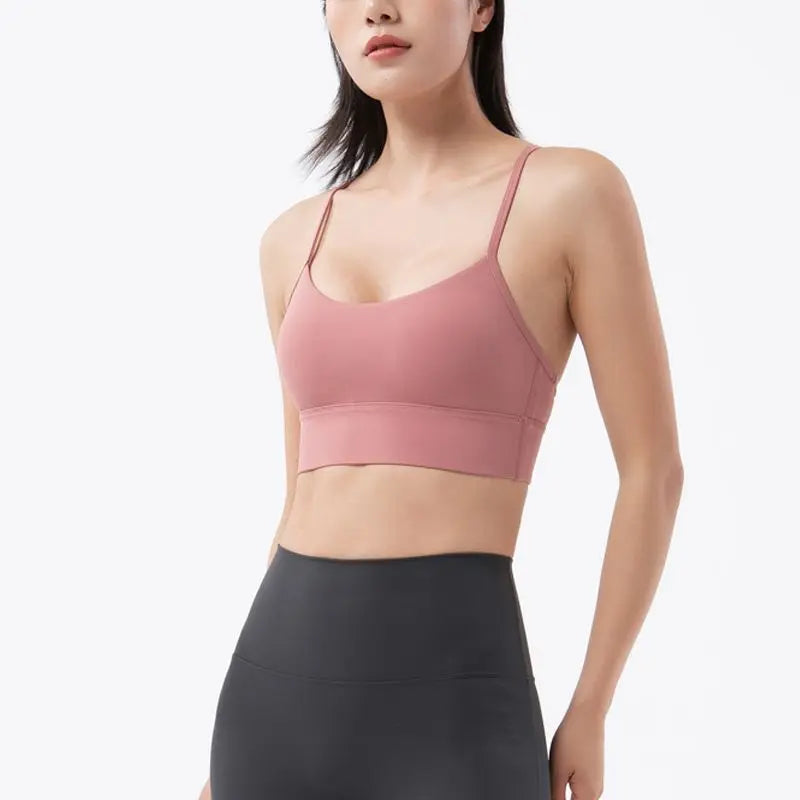 Women Sexy Top Sports Bras Dark Pink