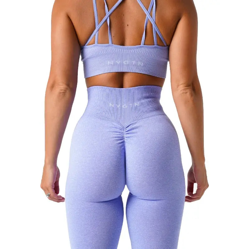 Women Speckled Scrunch Seamless Leggings Pants Periwinkle