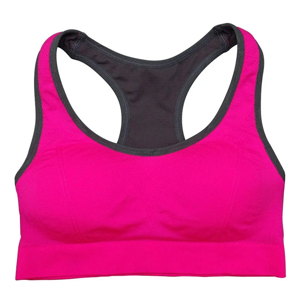 Women Sports Padded Push Up Breathable Bra Rose