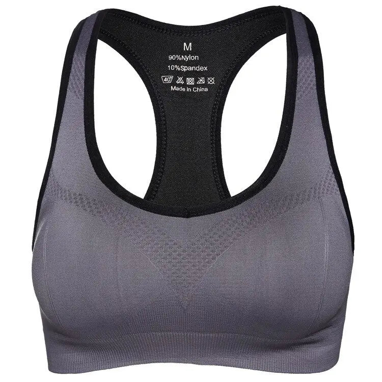 Women Sports Padded Push Up Breathable Bra Grey