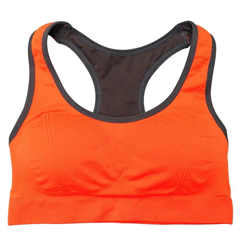 Women Sports Padded Push Up Breathable Bra Orange