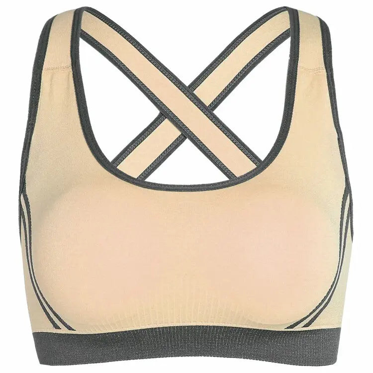 Women Wireless Moving Comfort Sports Bra Beige