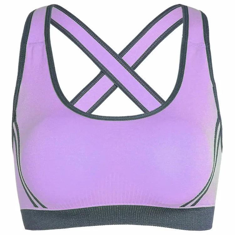 Women Wireless Moving Comfort Sports Bra Purple