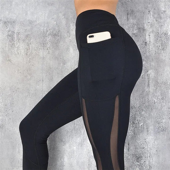 Women's High Waist Pocket Workout Leggings Black