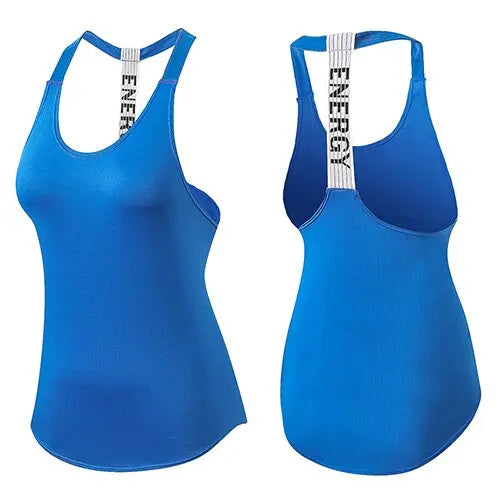 Womens Racerback Sleeveless Loose Yoga Tank Top Blue