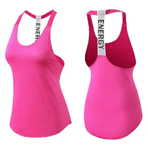 Womens Racerback Sleeveless Loose Yoga Tank Top Pink