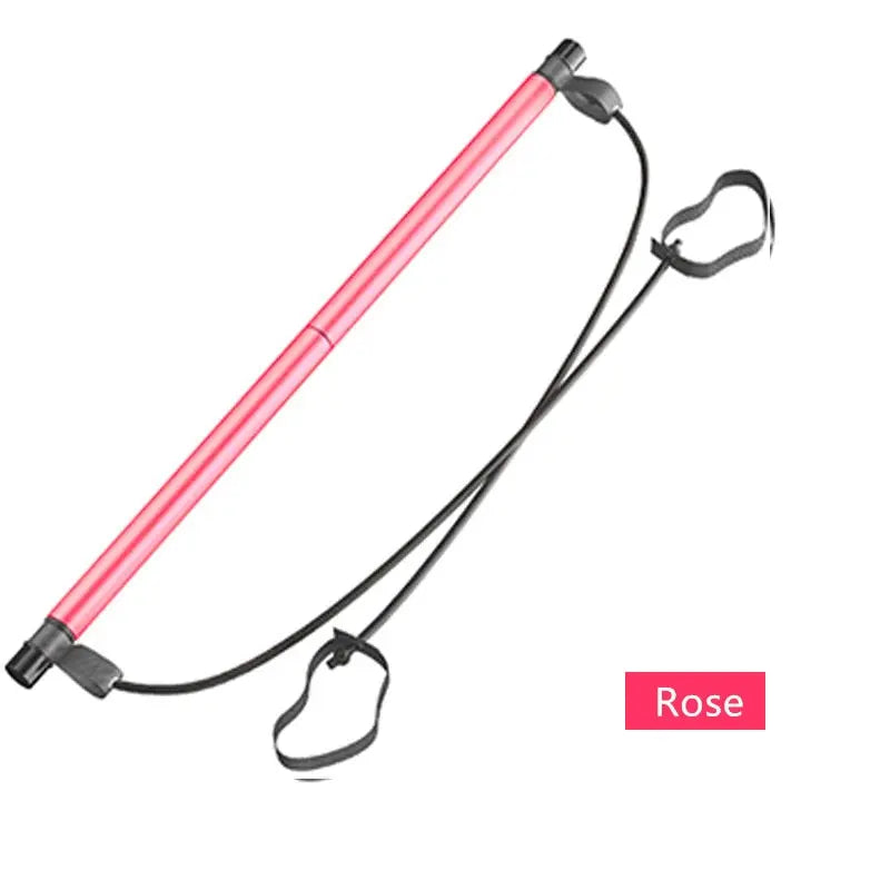 Yoga Resistance Bands Pilates Stick Rose red