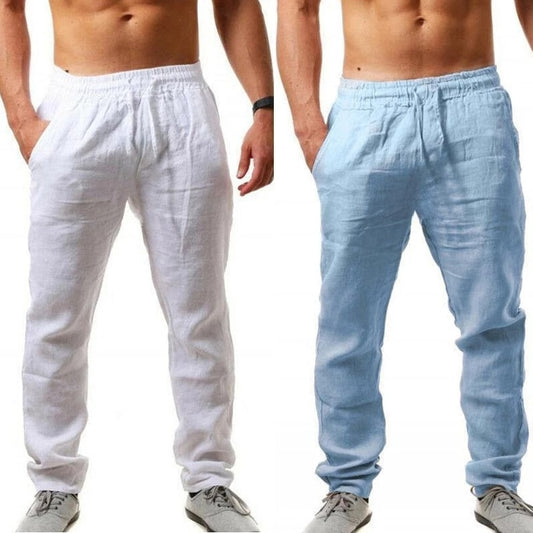 Men Gym Cotton Linen Pants
