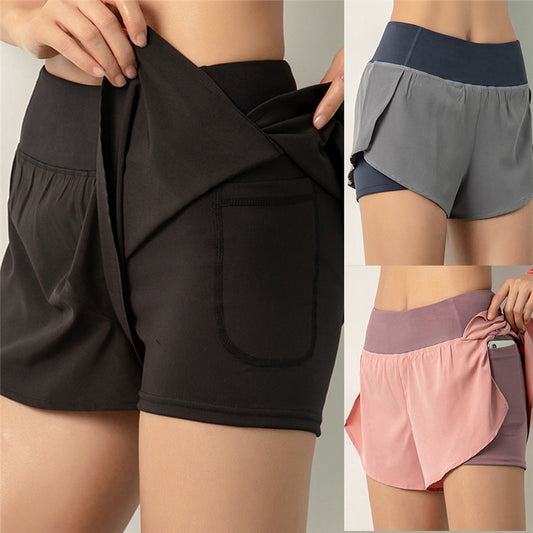 Women Side Pocket Top Spandex Gym Shorts