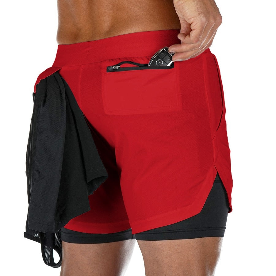 2 IN 1 Men Sports Shorts