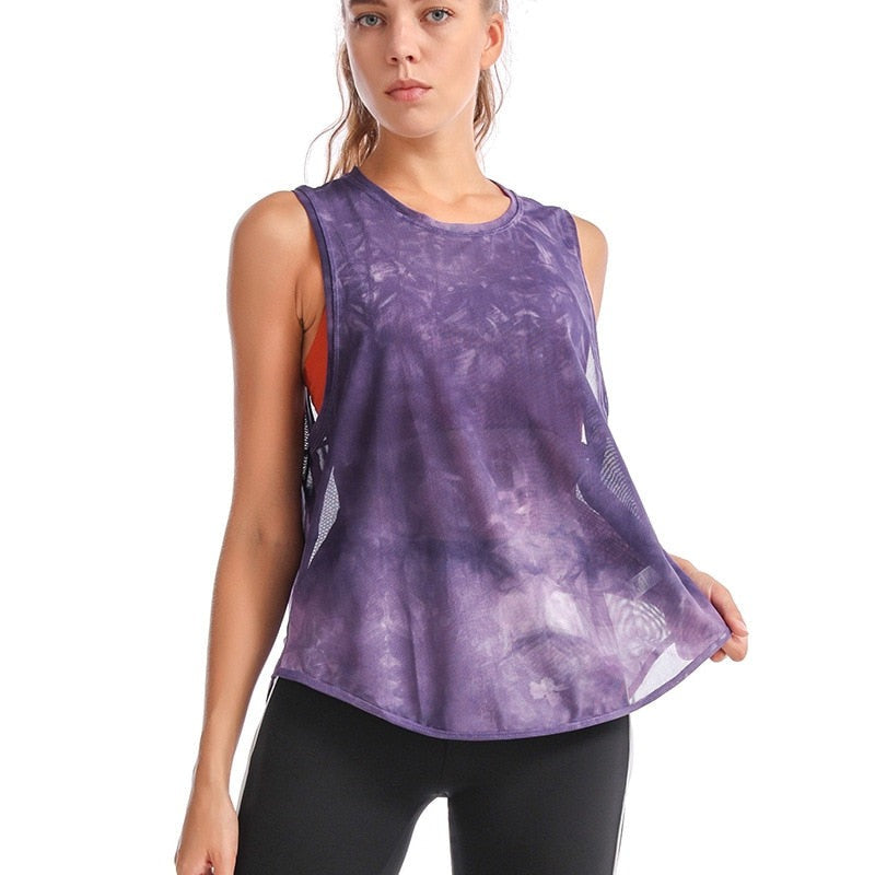 Women Loose Thin Mesh Yoga Shirt