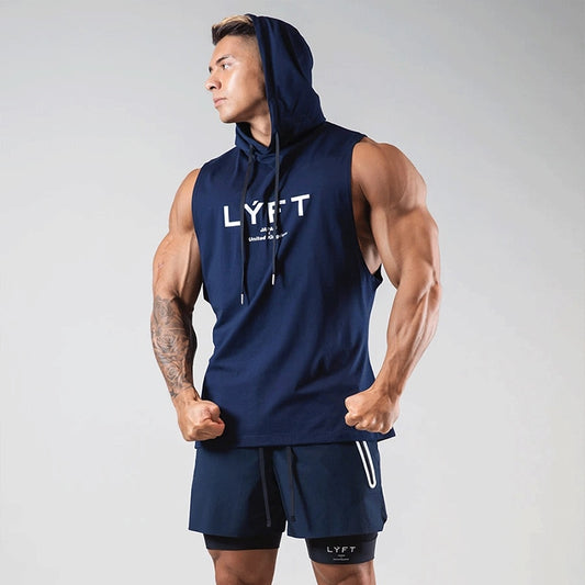 Summer Men Gym Sleeveless Hoodie Tops