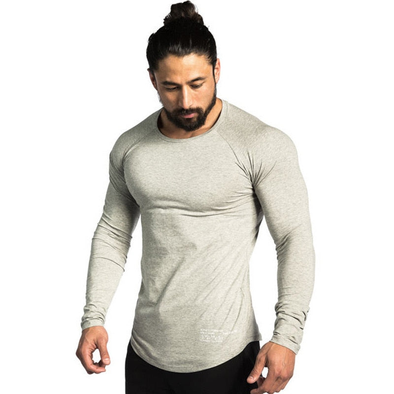 Men Cotton Long Sleeve Gym Shirt