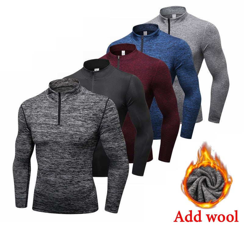 Men Winter Long Sleeve Zipper Sport Shirt