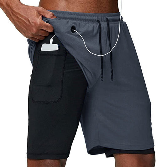 Men Fitness Gym Training 2 in 1 Sports Shorts