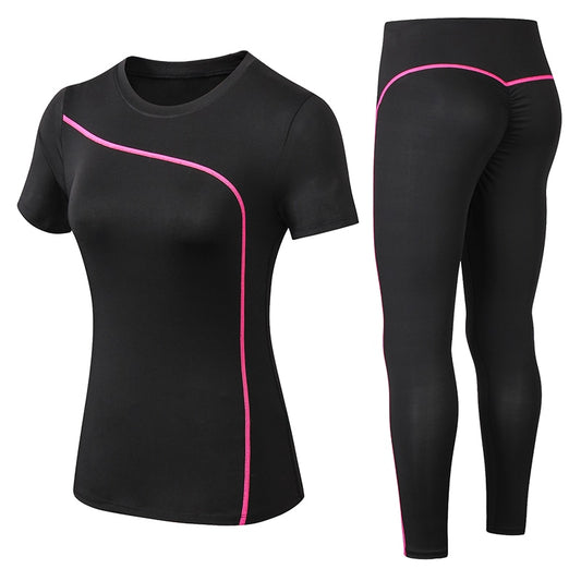 Woman 2 Piece Short-sleeved Fitness suit