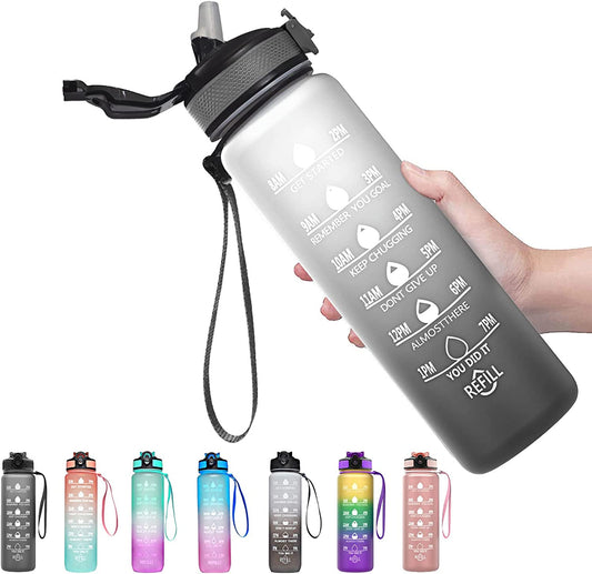 1L Sports Water Bottle with Straw