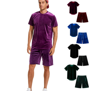 Men Velvet Velour Hip Hop Gym Short