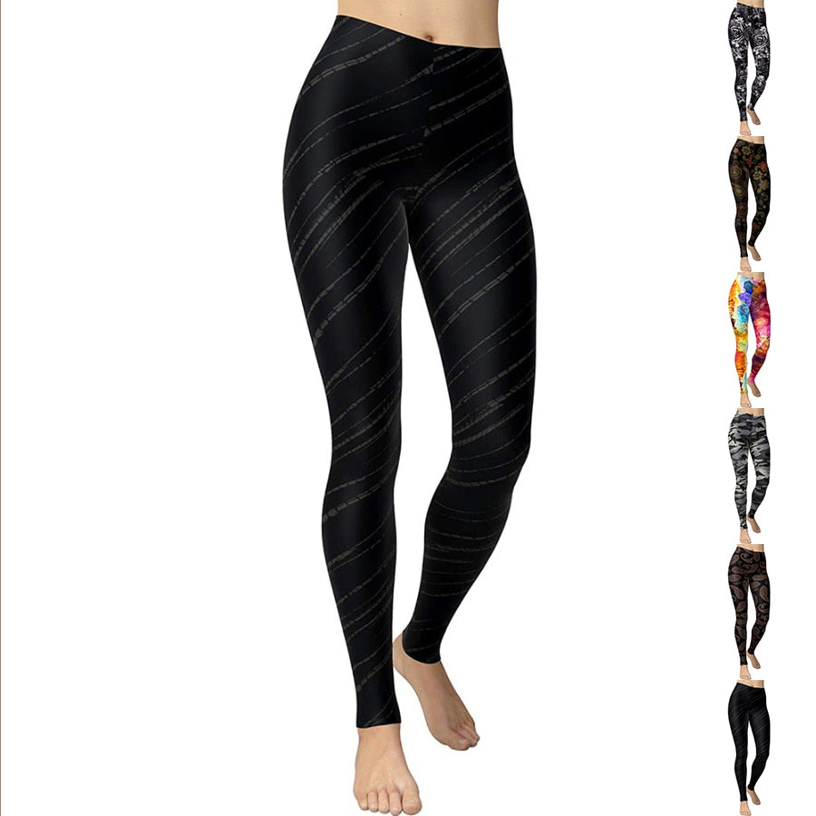 Basic Line Printed Yoga Pants