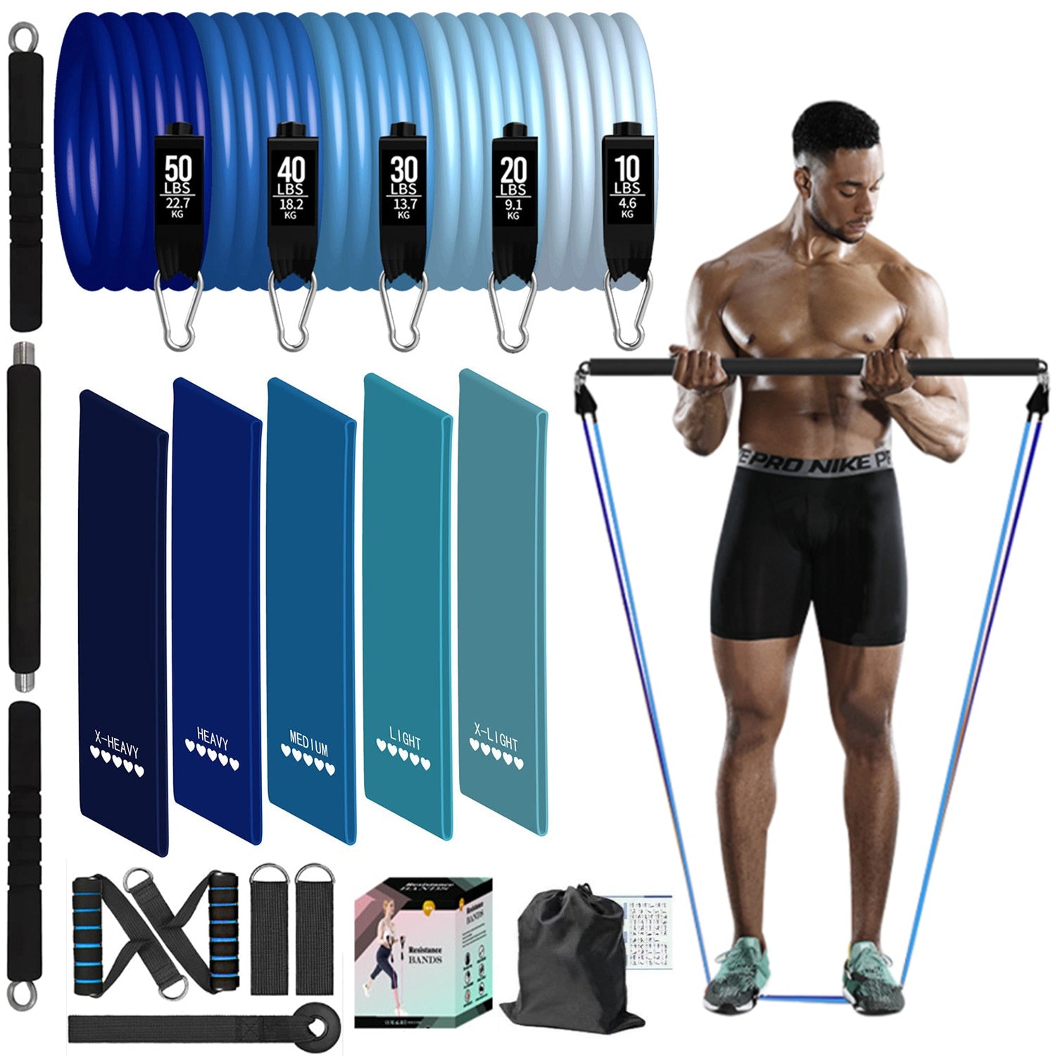 18pcs Fitness Resistance Bands Set