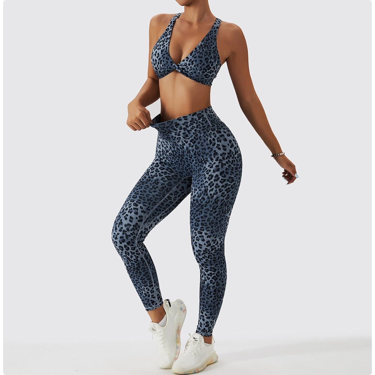 Women Leopard Print Sports Suit