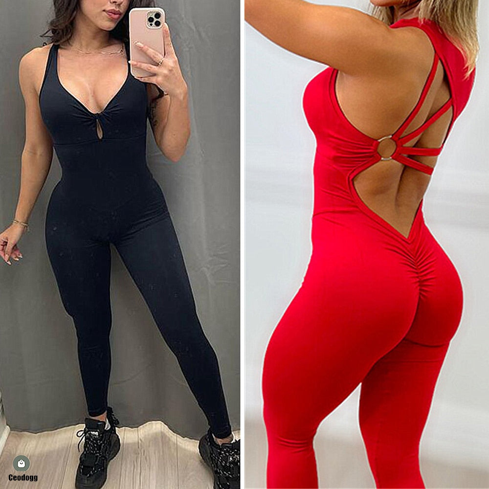 Thick Pad Fitness Wear Jumpsuit