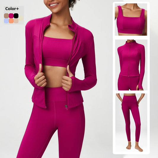 Women Solid Color Stretch Athletic Suit